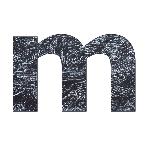 M小写字母 用粉笔画的字体笔迹 — 图库照片