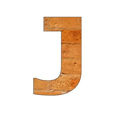 Alfabenin J harfi - Tuğla duvar dokusunun arka planı