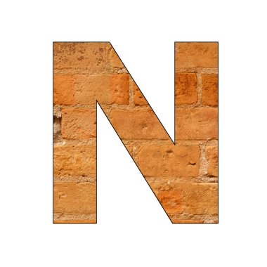 Alfabenin N harfi - Tuğla duvar dokusunun arka planı