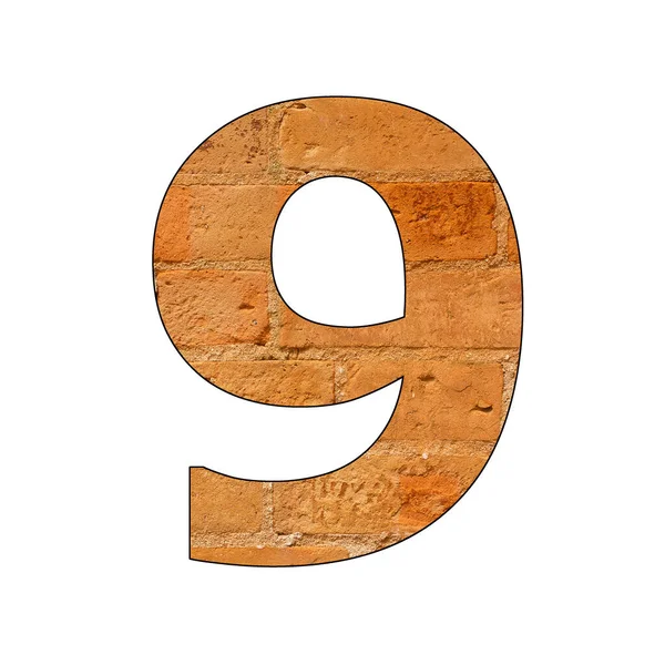 Nummer Lettertype Bakstenen Textuur — Stockfoto