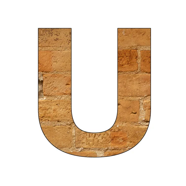 字母大写字母U 砖纹理字体 — 图库照片