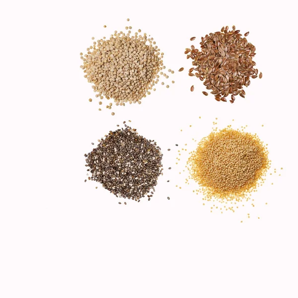 Organická Semena Len Chia Amaranth Chinoa — Stock fotografie