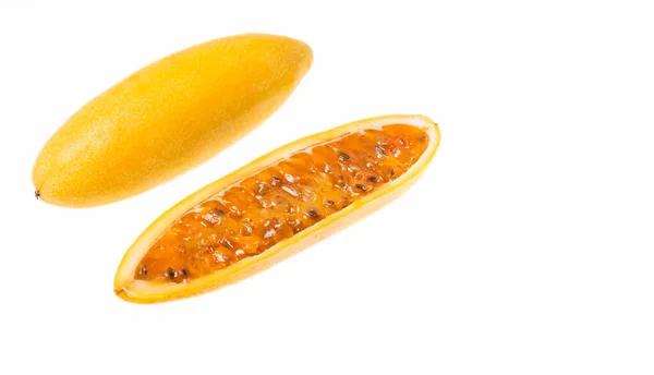 Bananpassionsfrukt Passiflora Tripartita Textutrymme — Stockfoto