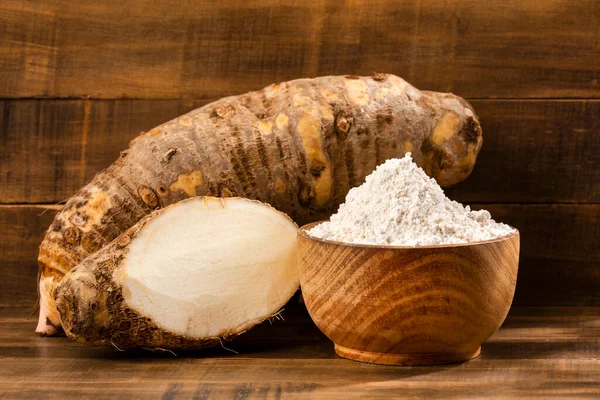 Organiczna Mąka Taro Misce Colocasia Esculenta — Zdjęcie stockowe
