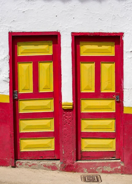 Colombian Colonial Old Wooden Door Old Design — Stock Photo, Image