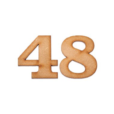 Tahtadan 40 numara, beyaz arka planda izole edilmiş.