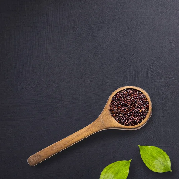 Svarta Quinoafrön Sked Chenopodium Quinoa — Stockfoto