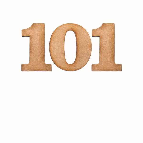 Nummer Ett Hundra Ett 101 Bitar Trä Isolerad Vit Bakgrund — Stockfoto