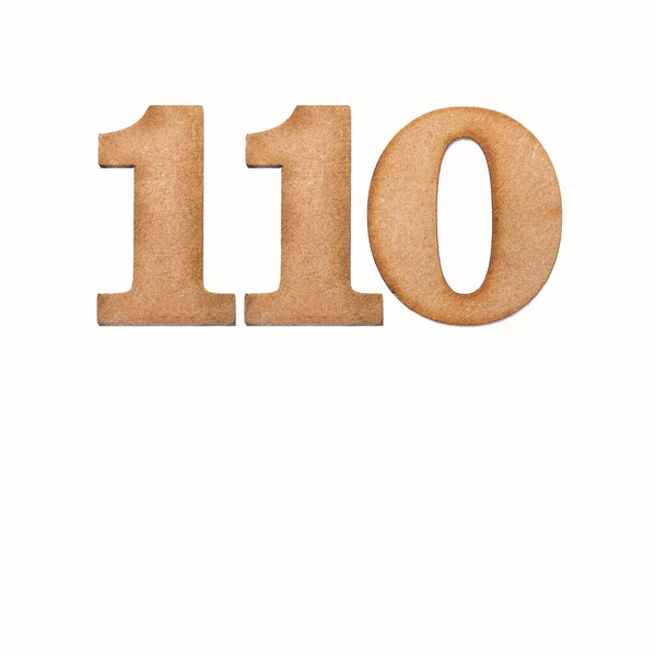 Numero 110 Legno Isolato Fondo Bianco — Foto Stock