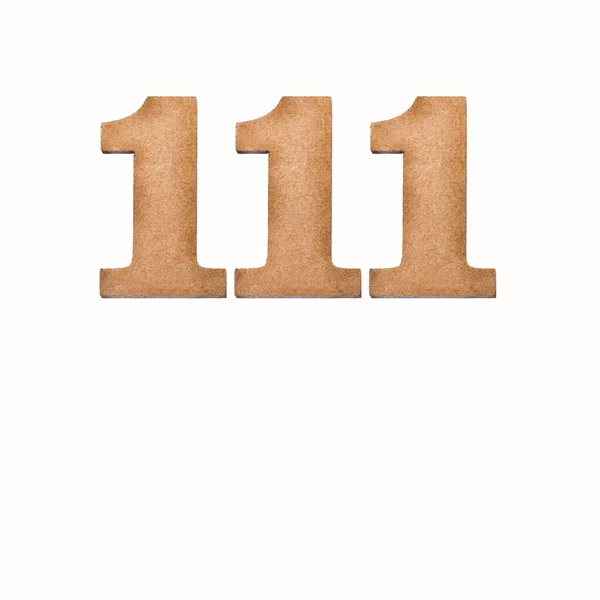 Číslo Sto Jedenáct 111 Kus Dřeva Izolovaný Bílém Pozadí — Stock fotografie