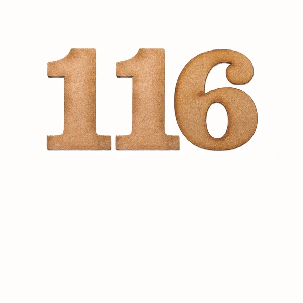 Nummer 116 Trä Isolerad Vit Bakgrund — Stockfoto