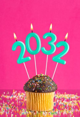Candles number 2032 for happy new year - New Year's Eve Celebration