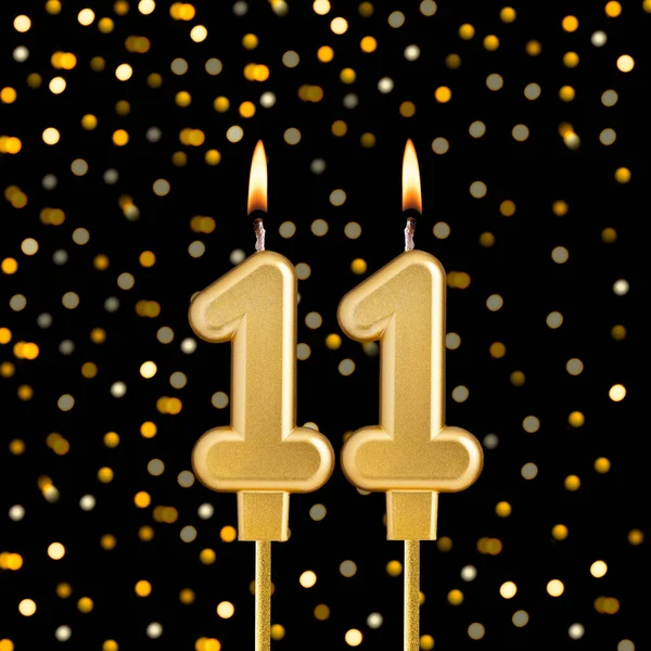 Bulanık ışıklı siyah arka planda 11 numara - soyut bulanık ışıklı doğum günü kartı