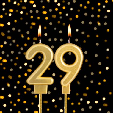 Bulanık ışıklı siyah arka planda 29 numara - soyut bulanık ışıklı doğum günü kartı