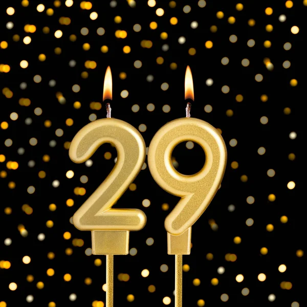 Bulanık ışıklı siyah arka planda 29 numara - soyut bulanık ışıklı doğum günü kartı