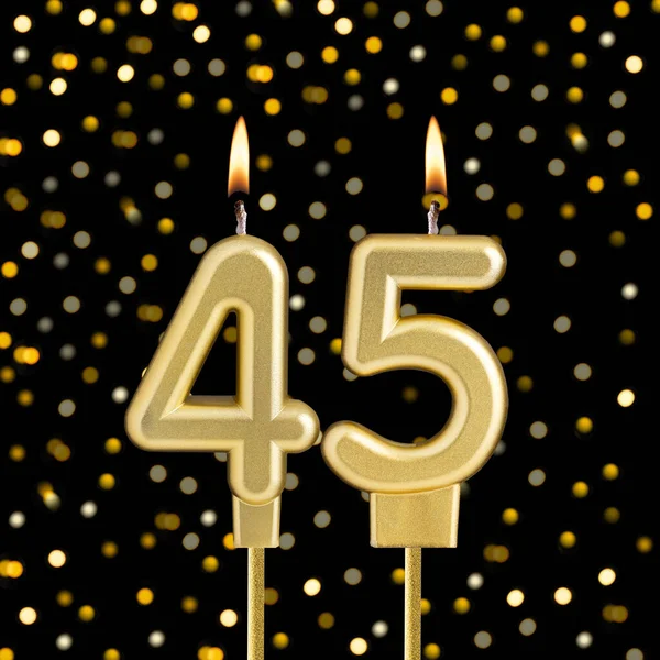 Bulanık ışıklı siyah arka planda 45 numara - soyut bulanık ışıklı doğum günü kartı