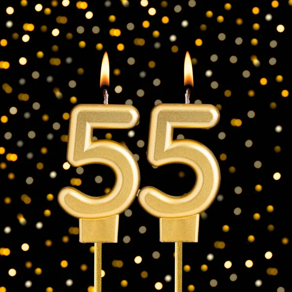 Siyah arka planda 55 numara bulanık ışıklar - soyut bulanık ışıklı doğum günü kartı