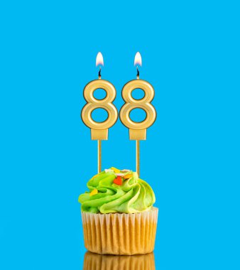 88 numaralı mumlu doğum günü keki.