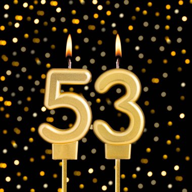 Bulanık ışıklı siyah arka planda 53 numara - soyut bulanık ışıklı doğum günü kartı