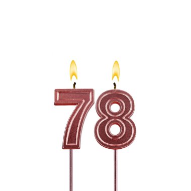 78 numaralı mum - Beyaz arkaplanda doğum günü mumu
