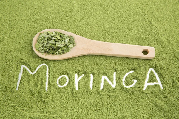 Moringa pulver - medicinalväxt. — Stockfoto