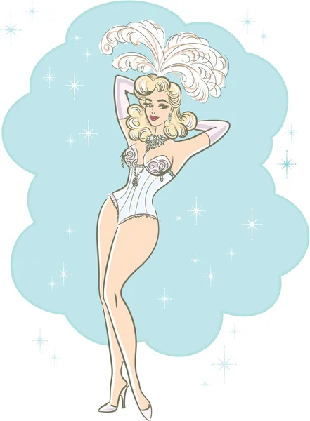 Vintage Vegas Burlesque Showgirl — Image vectorielle