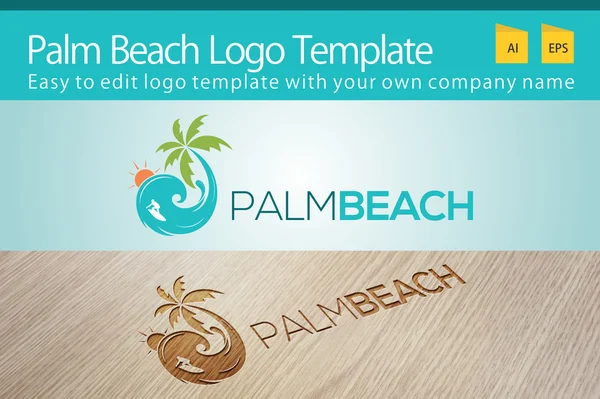 Templat Palm Beach Logo - Stok Vektor