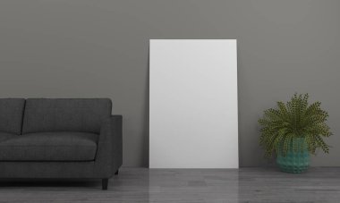 Kanepe ve Masa ile Modern Oturma Odası Yapılandırılmış Gerçekçi Mokup 3D