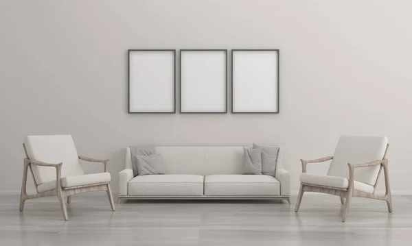 Mockup Realistik Dibuat Interior Modern Living Room Dengan Sofa Couch — Stok Foto