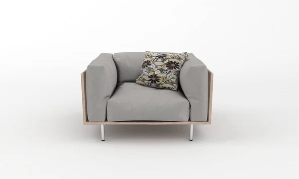 Einzelne Sofa Stuhl Front Ansicht Möbel Rendering — Stockfoto