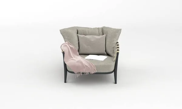 Single Sofa Chair Front Zobrazit Nábytek Vykreslování — Stock fotografie