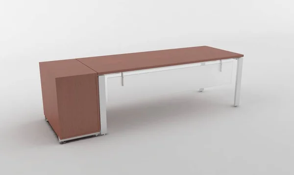 オフィステーブルディスク家具3Dレンダリング — ストック写真