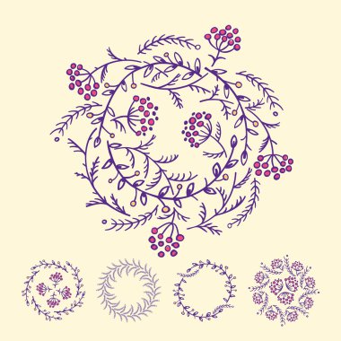 Yaprak ve meyveleri yuvarlak çerçeve