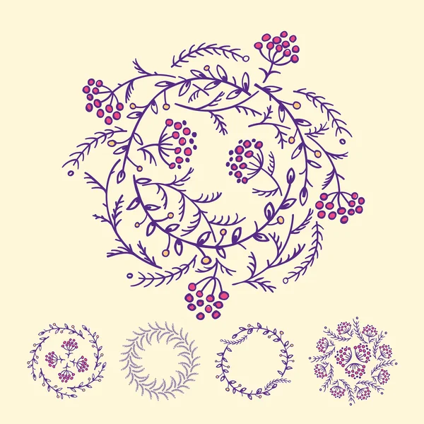 Yaprak ve meyveleri yuvarlak çerçeve