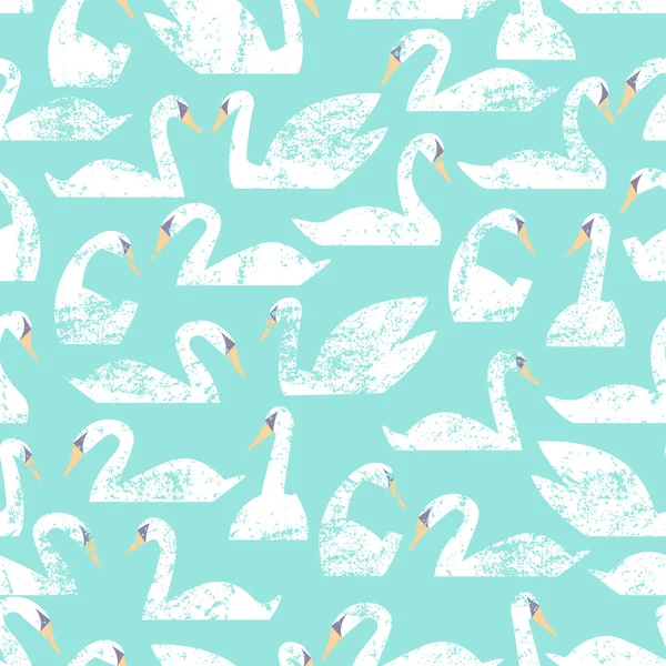 Kuğu sürüsü seamless modeli yüzme. Vektör çizim. Bütün e