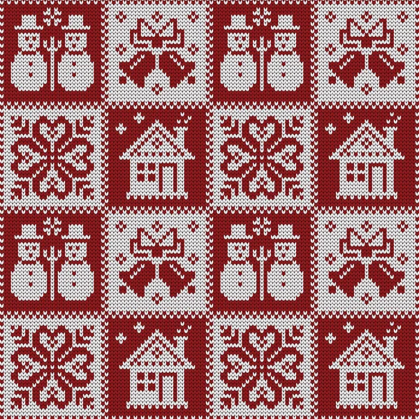 Knitted Christmas seamless pattern — Stock Vector