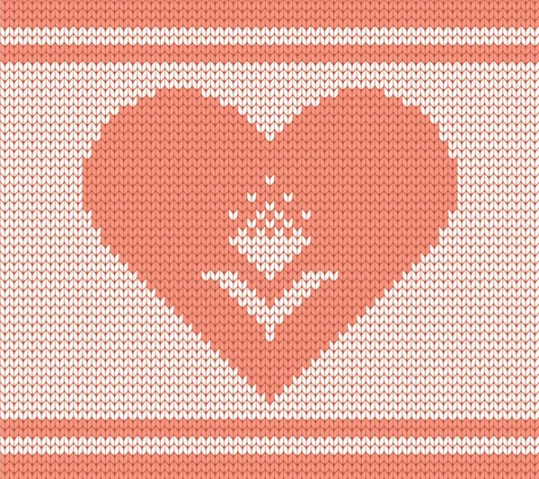 Motif tricoté fleur sans couture dans le coeur — Image vectorielle