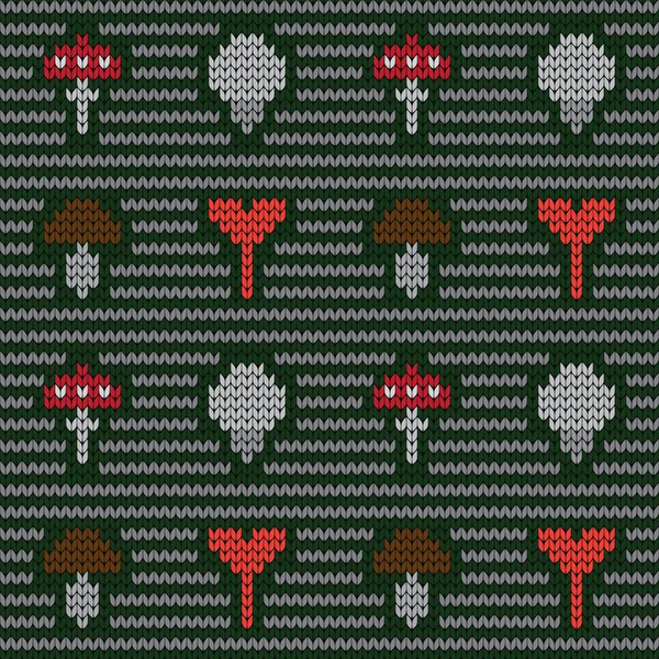 针织无缝模式蘑菇 — 图库矢量图片