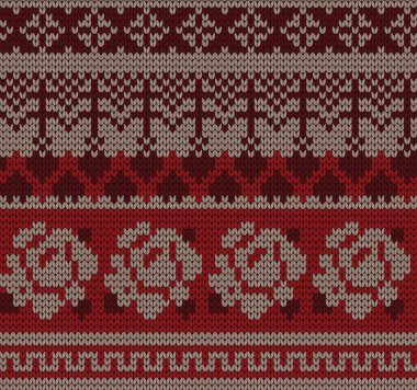 Örme Dikişsiz desen gül ve yangın Isle öğeleri