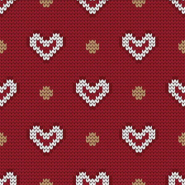Coeurs tricotés sans couture — Image vectorielle