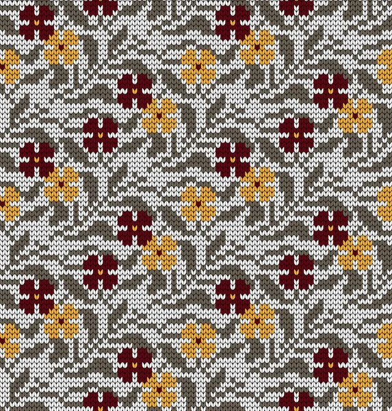 Motif tricoté sans couture fleurs d'automne — Image vectorielle