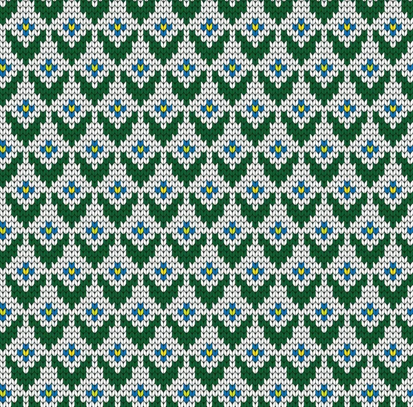 小さな花のシームレスなパターンをニット — ストックベクタ