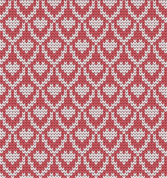 Knitted seamless pattern hearts — Stock Vector