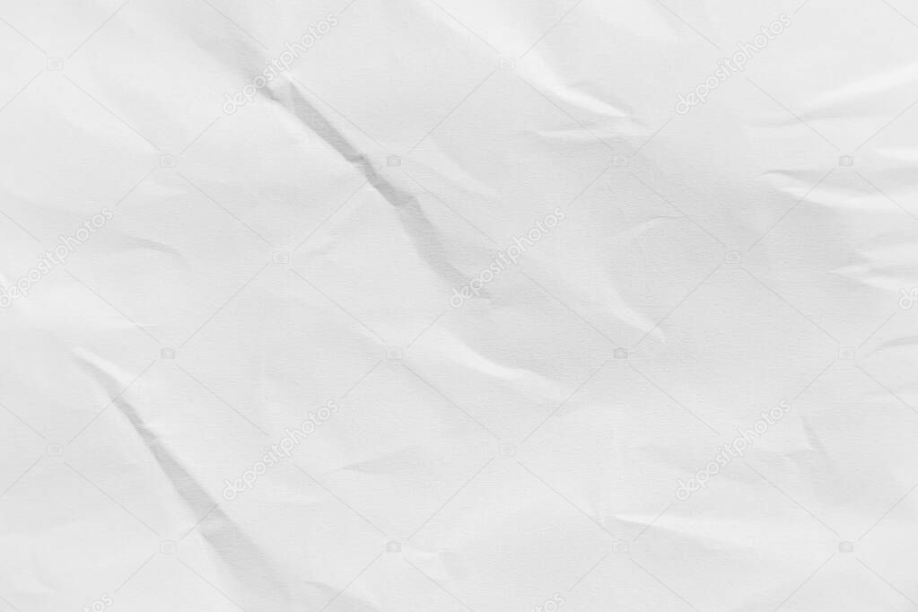 Recycled crumpled white paper texture or paper background for design with copy space for text or image