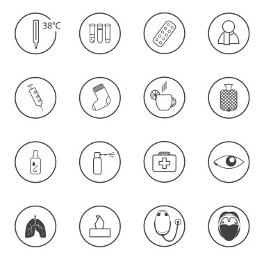 Beyaz arka plan üzerinde tıbbi Icons set