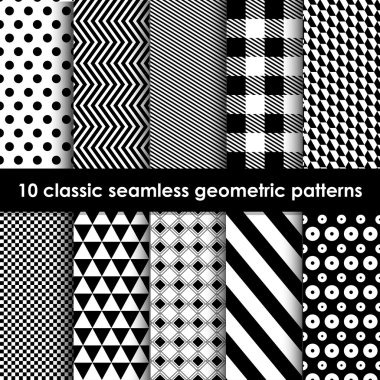 10 tek renkli klasik kesintisiz geometrik desenler