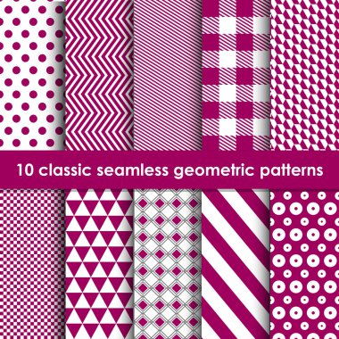 10 tek renkli klasik kesintisiz geometrik desenler