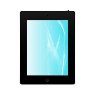 Beyaz arka plan üzerinde izole gerçekçi siyah tablet pc bilgisayar. Vektör eps10 çizim