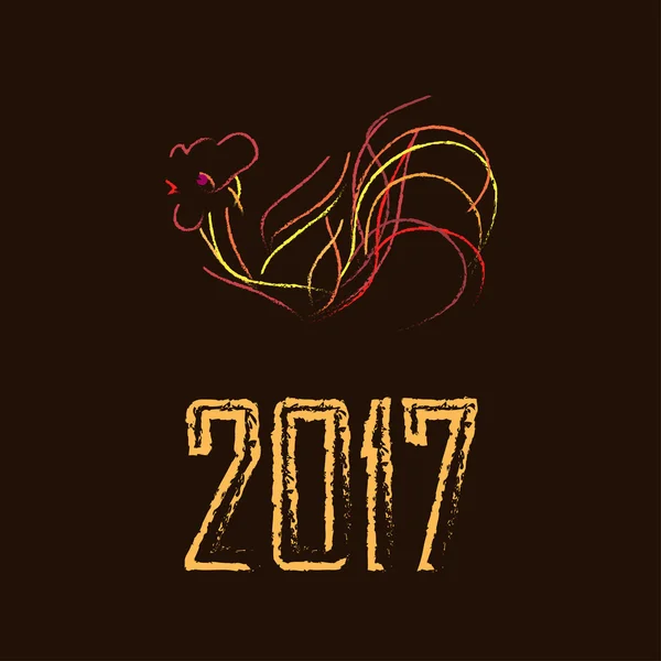 Bright fire rooster on a brown background Stock Illustration
