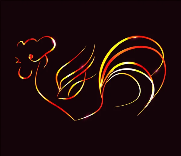 Bright fire rooster on a black background Royalty Free Stock Vectors